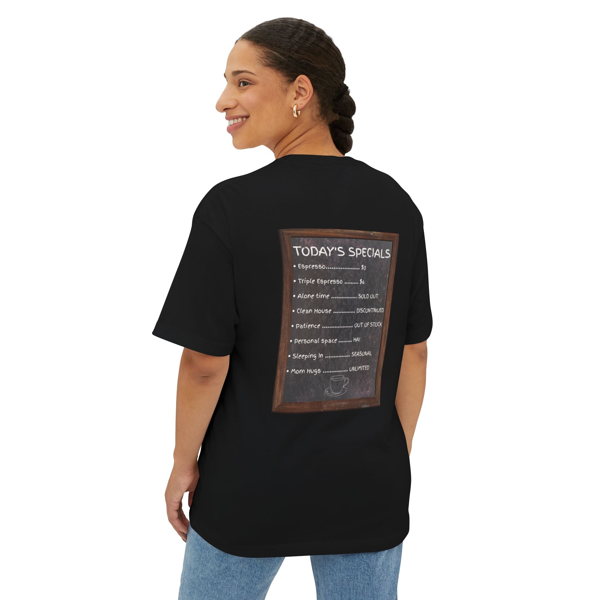 Chaotic Moms Club Tee — Neon Diner Graphic Mom Shirt ("Today's Specials" Back)