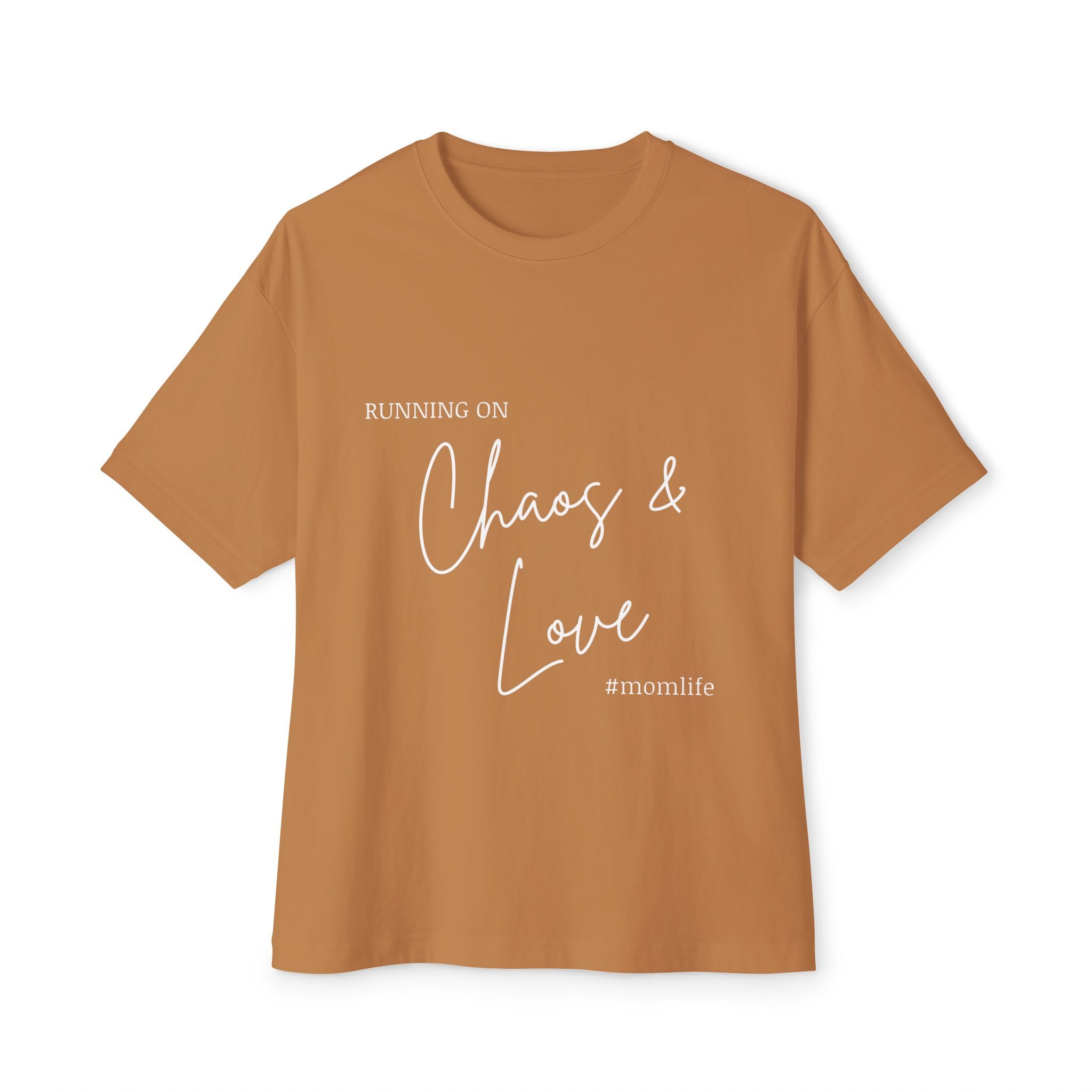 Running on Chaos & Love Boxy Tee — Oversized Graphic Tee for Trendy Casual Wear