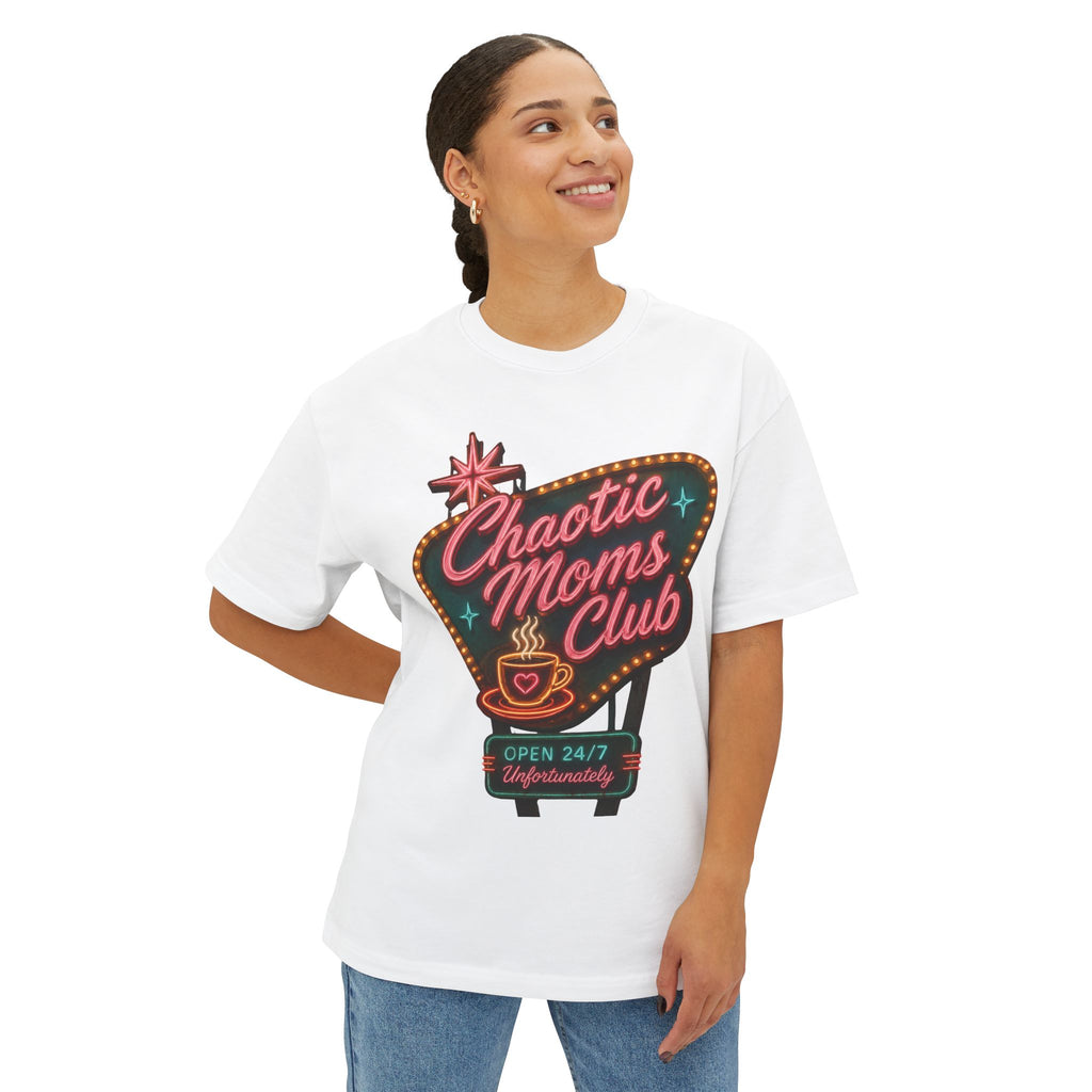 Chaotic Moms Club Tee — Neon Diner Graphic Mom Shirt ("Today's Specials" Back)