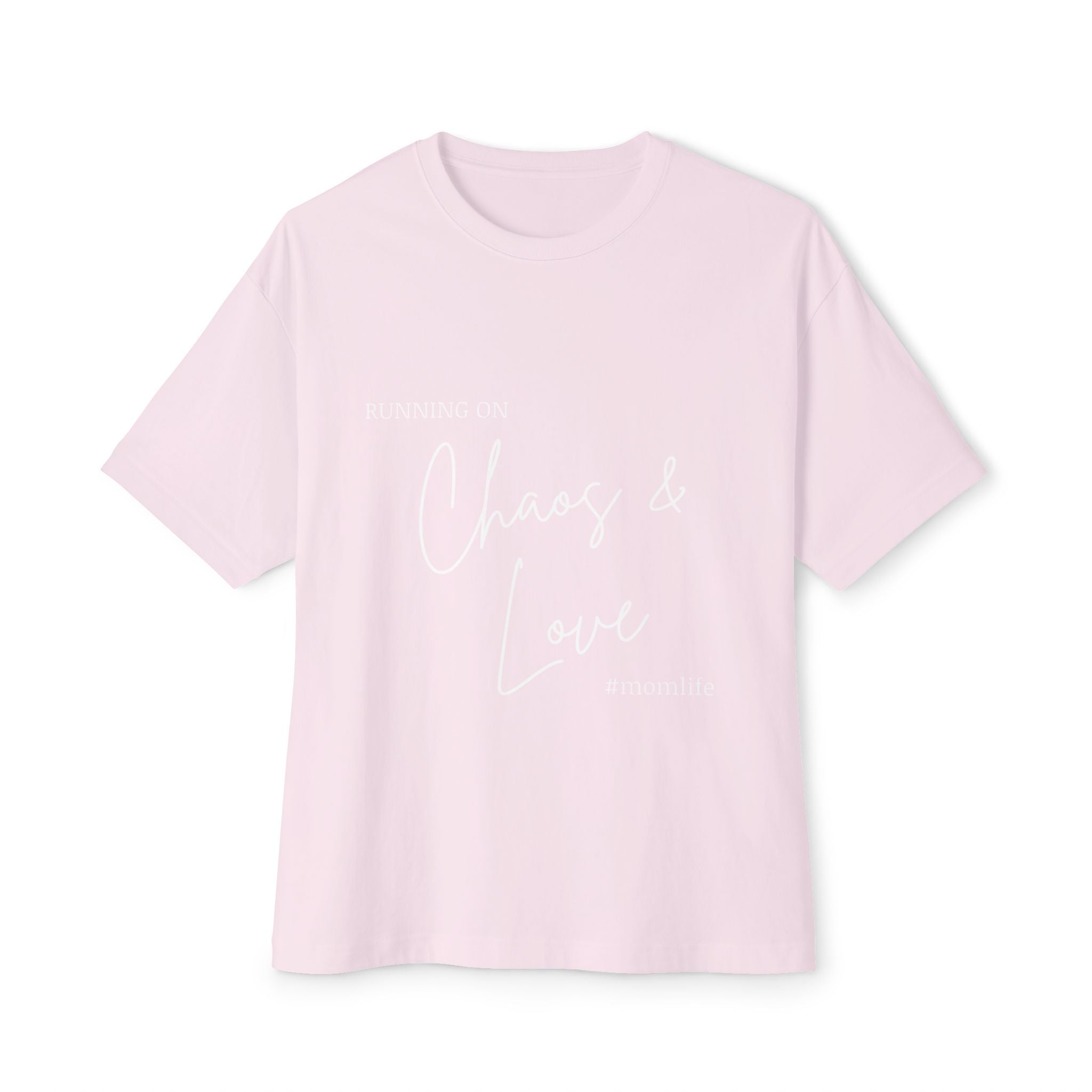 Running on Chaos & Love Boxy Tee — Oversized Graphic Tee for Trendy Casual Wear