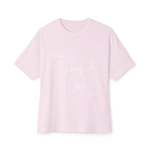 Running on Chaos & Love Boxy Tee — Oversized Graphic Tee for Trendy Casual Wear