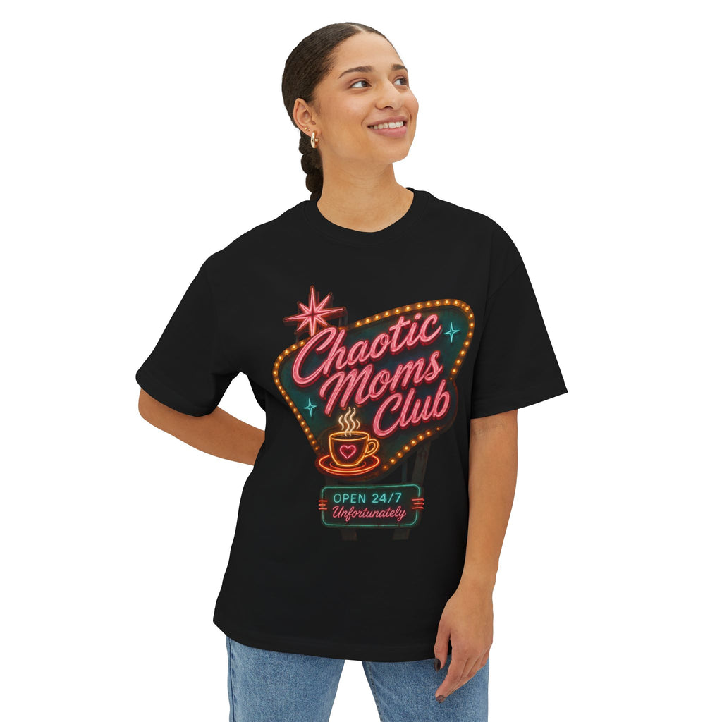 Chaotic Moms Club Tee — Neon Diner Graphic Mom Shirt ("Today's Specials" Back)