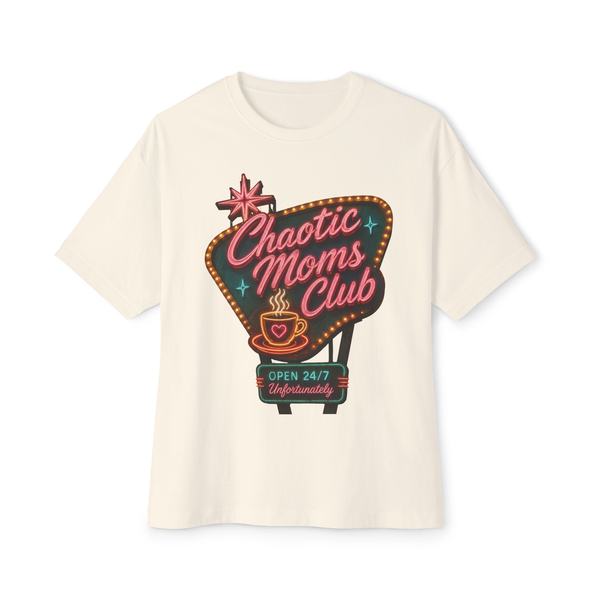 Chaotic Moms Club Tee — Neon Diner Graphic Mom Shirt ("Today's Specials" Back)