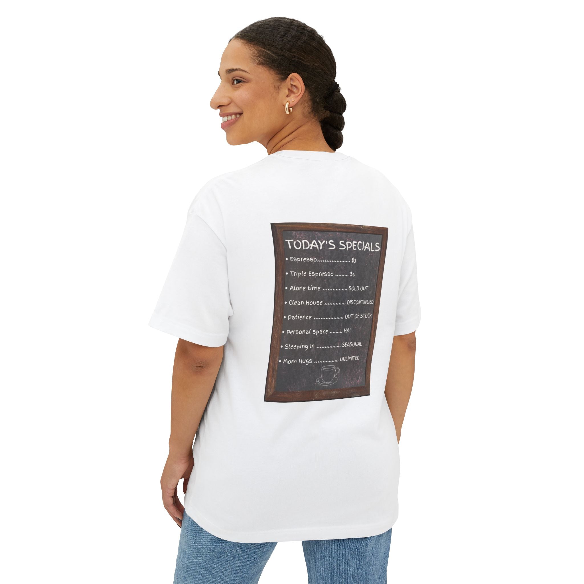 Chaotic Moms Club Tee — Neon Diner Graphic Mom Shirt ("Today's Specials" Back)