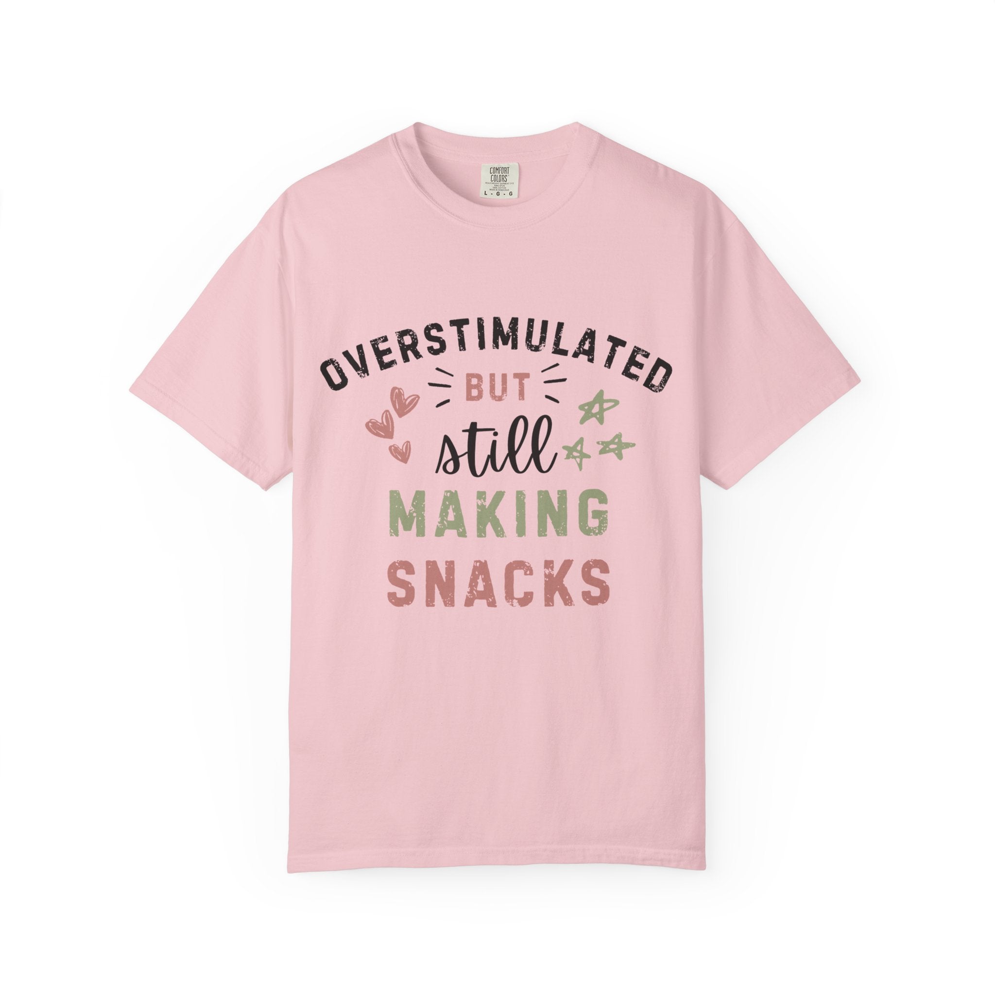 Overstimulated But Still Making Snacks Tee | Funny Mom Tee | Overwhelmed Mom Gift | Comfort Colors